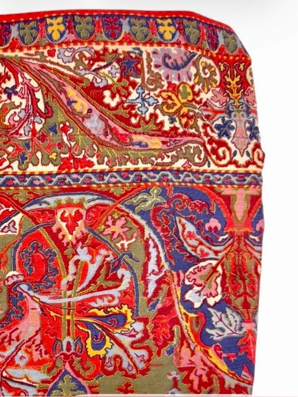 Ralph Lauren Red and Blue Paisley Queen Flat Sheet